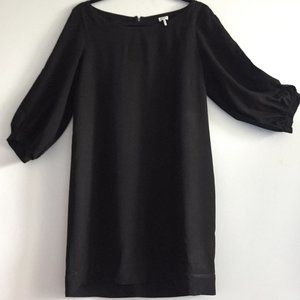 Splendid BLACK Exposed Blue Zipper Back Bracelet Sleeve Shift Dress